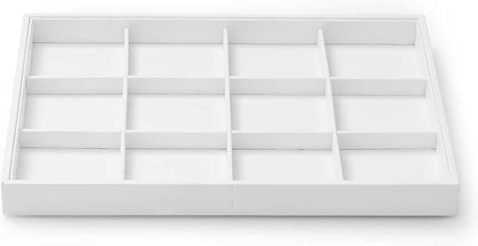 Oirlv Premium White Leather Stackable Jewelry Tray 12 Grid Jewelry Drawer Organizer Trays for Bracelets Earrings by Oirlv