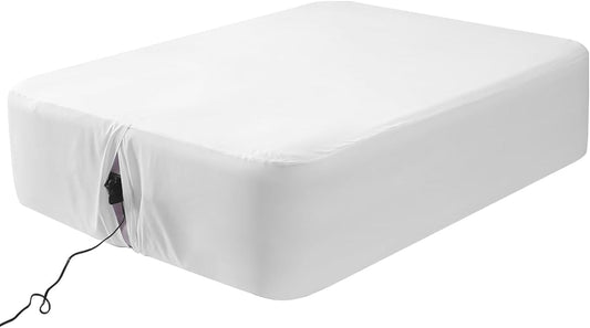 Fitted Sheet for Full Size Air Matress, with 18-24 Inch Extra Deep Pocket, Soft Breathable Air Mattress Sheet Cover for Inflatable Bed, White