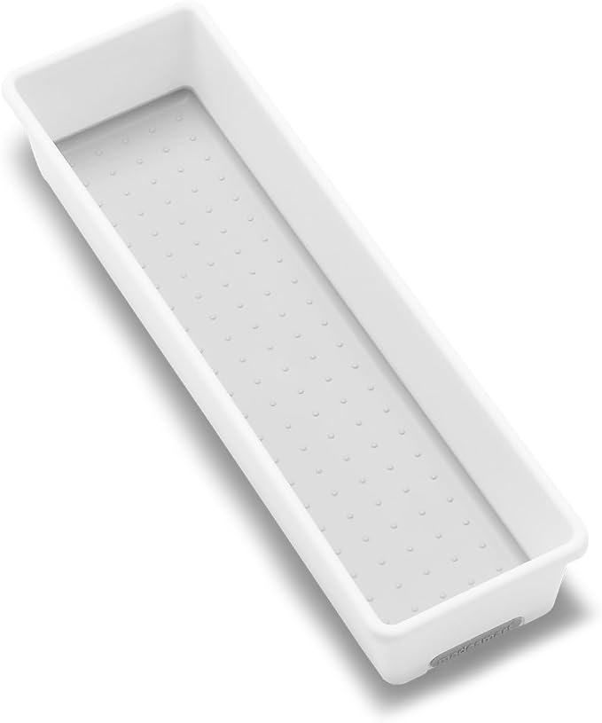 madesmart Premium Long Storage Bin, Multipurpose Organizer for Kitchen, Bathroom & Office, Organizer for Cutlery, Peeling Tools, Spatulas, Non Slip, Soft Grip Lining, Durable, White - Image 2