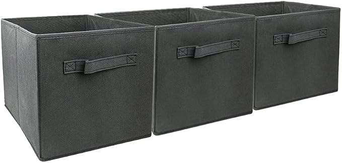 EBIGIC Mini Size 3-Pack Cube Storage Bins 9.0"x7.5"x7.5" Fabirc Foldable Closet Toy Organizer Collapsible Cloth Gray - Image 8
