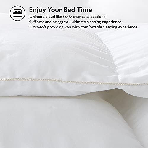 Luxurious Queen Size Goose Down Fiber Waterfowl Feather Fiber Comforter (90"x90"), Fluffy, Ultra Soft, Breathable Comforter Duvet Insert, All Season 48 oz. Fill Weight, Baffle Box Design (White Solid)
