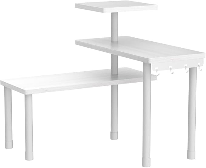 JayRex Bathroom Organizer Countertop Corner Shelf, 3 Tier Moveable Organizer for Make Up, Dresser Table, Desktop (White) - Image 5