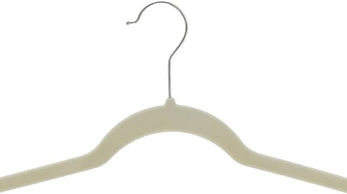 Amazon Basics Slim Velvet Non-Slip Space Saving Suit Clothes Hangers, Closet Organizer, Ivory/Beige, 30-Pack - Image 6