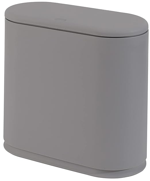 Sooyee 10 Liter Rectangular Slim Plastic Trash Can Wastebasket with Press Type Lid, 2.4 Gallon Garbage Container Bin for Bathroom, Powder Room, Bedroom, Kitchen, Craft Room, Office, Gray by Sooyee