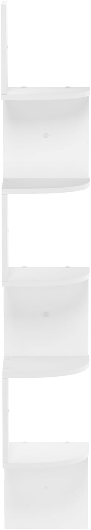 Furinno Rossi 5-Tier Wall Mount Floating Radial Corner Shelf, White - Image 4