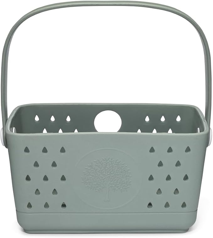 Parker Baby Bath Caddy | BPA Free & Food Grade Shower Caddy Organizer for Toys & Supplies | Quick-Dry, Sturdy & Perfect Size Shower Basket w/Handle in Neutral Colors by ParkerBabyCo