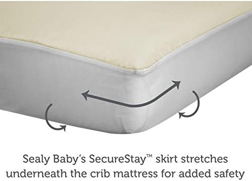 Sealy Baby Organic Cotton Top Breathable Fitted Waterproof Infant Crib Mattress Protector Pad and Toddler Bed Cover, Durable and Comfortable Topper, Machine Washable, 52” x 28”- White