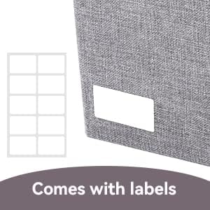 Bagnizer Large 17" 42 Quarts Collapsible Stackable Storage Bins with Lids [3-Pack] Foldable Fabric Linen Storage Boxes Cube, Closet Organizer Baskets with Label for Home (16.7 x 12 x 12, Gray) - Image 8