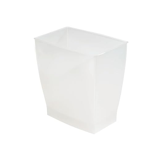 iDesign Small Plastic Bathroom Trash Can, Slim Rectangle Garbage Bin for Bedroom, Office, Dorm, Clear Frost by iDesign