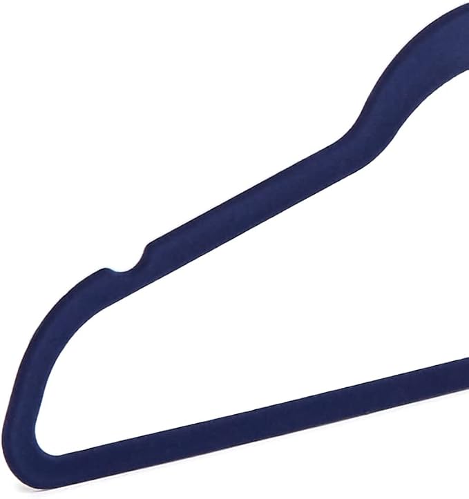 Amazon Basics Slim Velvet Non-Slip Space Saving Suit Clothes Hangers for Closet Organization, Navy Blue/Silver, 50-Pack - Image 4
