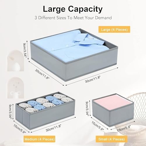 DIMJ Drawer Organizer Clothes, 24 Pack Dresser Organizer, Foldable Closet Organizers and Storage, Fabric Dresser Drawer Organizers, Drawer Dividers for Nursery, Baby Clothes, Underwears, Sock - Image 3