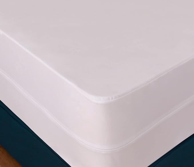 Twin Size Zippered Mattress Cover Encasement Vinyl Water Resistant Protector 75" X 39" New and Improved Now 12" Wide
