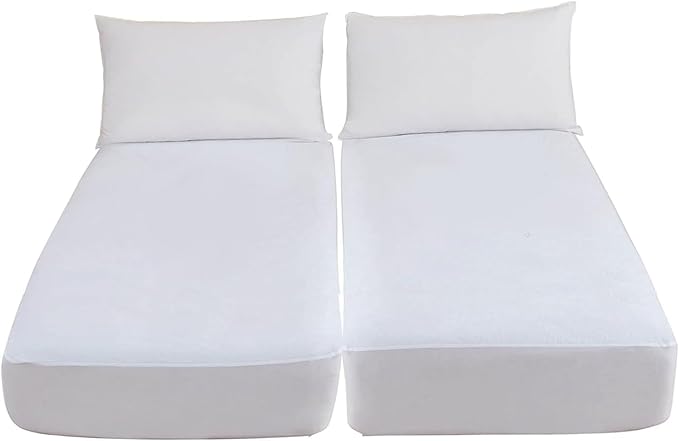 Zippered Split King Mattress Protector, 39" x 80" (2PCs) Soft Terry Surface Mattress Encasement, Absorbent 6-Side Waterproof Mattress Cover, 9 Inches Deep, Hypoallergenic & Noiseless