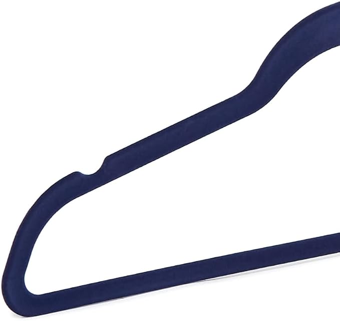 Amazon Basics Slim Velvet Non-Slip Space Saving Suit Clothes Hangers, Sturdy Construction, Navy Blue/Rose Gold, 50-Pack - Image 4