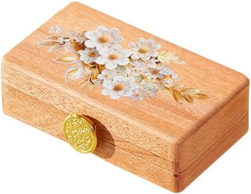 Travel Jewelry Case Small Wood Jewelry Organizer Jewelry Box for Women (Pine Wood Print B) by KAOTGOT