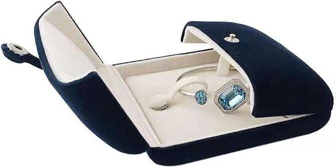 Beautiful Navy Blue Velvet Bangle Bracelet Box Packaging Premium Grade Unique Design Jewelry Case (Jewelry is not included) - Image 2