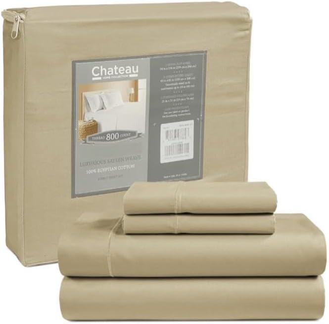 100% Egyptian Cotton Sheets California King Size, 800TC Breathable Bed Sheet Set, 15" Deep Pocket California King Sheets Cotton, Sateen Weave Luxury Hotel Collection No Pill & Shrink - Linen