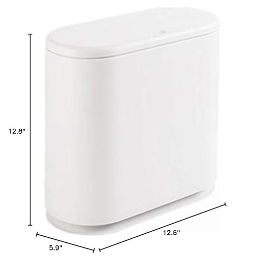 IEEK 12 Liter Rectangular Plastic Trash Can with Press Top Lid,White Modern Wastebasket Thin Trash Cans,3.2 Gallon Garbage Container Bin for Bathroom,Bedroom,Kitchen,Office and Powder Room - Image 6