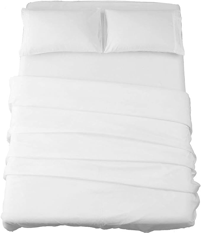 SONORO KATE Bed Sheet Set Super Soft Microfiber 1800 Thread Count Luxury Egyptian Sheets 18-Inch Deep Pocket Wrinkle and Hypoallergenic-4 Piece(California King White)