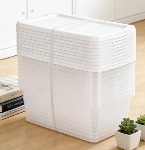 10-Pack of 6 Quart Clear Storage Boxes, Modern style, durable and sturdy, White Plastic with Snap-On Lids, Suitable for bedroom storage - Image 6