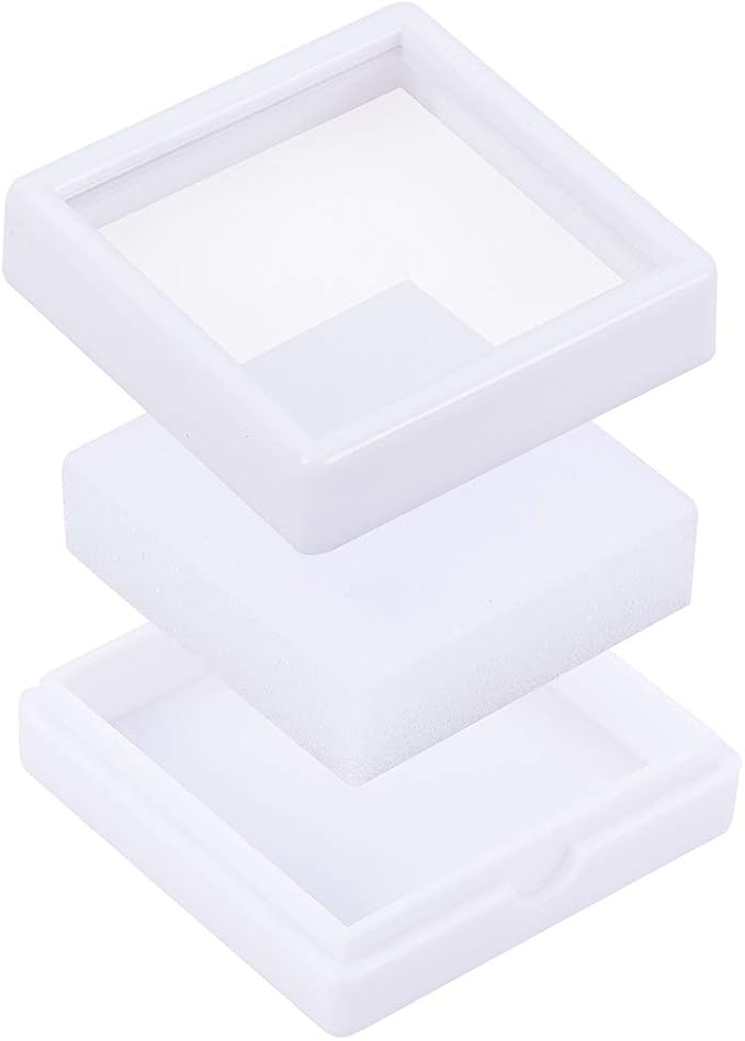 BENECREAT 12PCS Gemstone Display Box - 2" x 0.8" White Jewelry Box with Clear Lid for Gems, Rings, Earrings, Craft Storage - Image 4