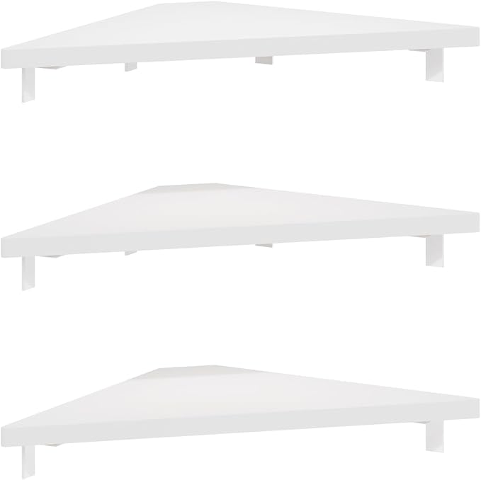 Furinno Rossi Triangle Floating Shelves for Wall, Set of 3 Geometric Corner Shelf, Wall Mounted Shelves for Bathroom, Home Office, Living Room, White - Image 5