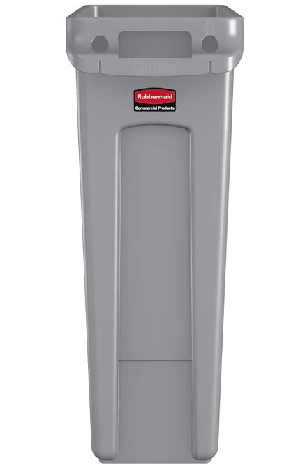 Rubbermaid Commercial Products Slim Jim Trash Can Waste Bin with Venting Channels, Gray, for Kitchen/Office/Workspace, Pack of 4 - Image 3
