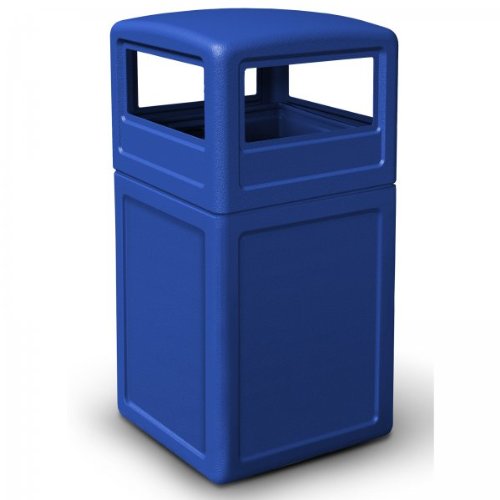 Commercial Zone-73290499 PolyTec 42 Gallon Square Waste Container with Dome Lid Color: Blue by CommercialZone