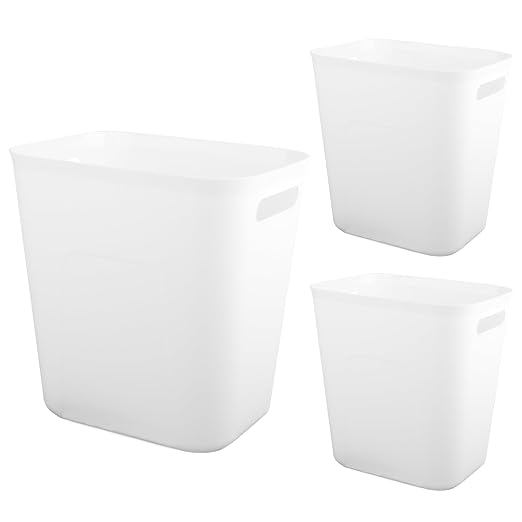 UUJOLY Plastic Small Trash Can Wastebasket, Garbage Container Basket for Bathrooms, Laundry Room, Kitchens, Offices, Kids Rooms, Dorms, 3.5 Gallon, White, 3 Pack by UUJOLY