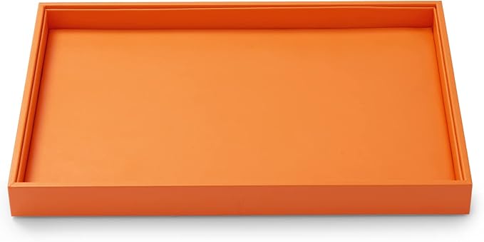 Oirlv Luxury Orange Leather Jewelry Tray Stackable Flat Jewelry Drawer Organizer Earrings Rings Bracelets Storage by Oirlv