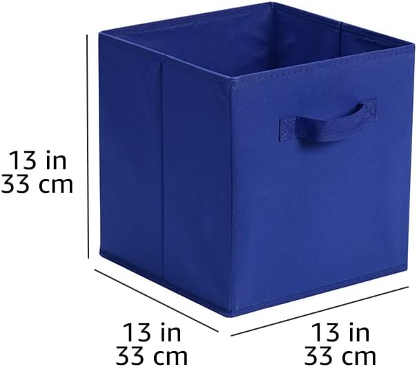 Amazon Basics Collapsible Fabric Storage Bins, Cube Organizer with Handles, 13"x13"x13", Navy, 6-Pack - Image 5
