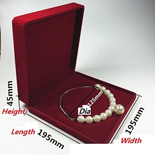 Jewelry Set Velvet Box Necklace Earring Ring Necklace Bracelet Gift Display Case Wedding Jewelry Storage Holder (Red for Pearl Necklace) - Image 2