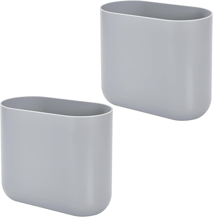 iDesign Small Slim Plastic Bathroom Trash Can, Garbage Can for Bedroom, Office, Desk, Dorm, 2-Pack, Gray - Image 8