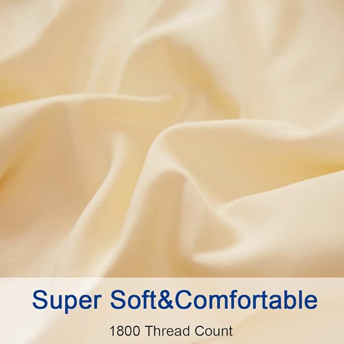 SONORO KATE Bed Sheet Set Super Soft Microfiber 1800 Thread Count Luxury Egyptian Sheets 18-Inch Deep Pocket Wrinkle and Hypoallergenic-3 Piece(Twin Ivory)