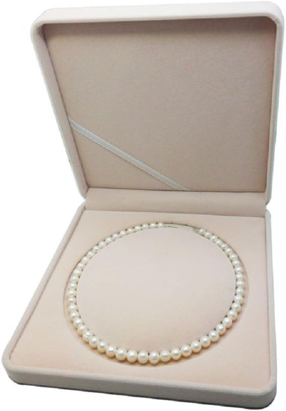 Jewelry Set Velvet Box Necklace Earring Ring Necklace Bracelet Gift Display Case Wedding Jewelry Storage Holder (Beige for Pearl Necklace) by JunningGor