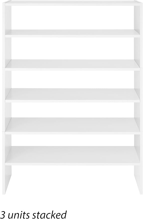 Whitmor Stackable 31" Extra Wide 2-Shelf Storage Organizer, White，2 Pack - Image 6