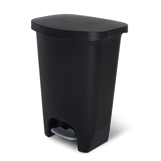Glad 13 Gallon Trash Can | Plastic Kitchen Waste Bin with Odor Protection of Lid | Hands Free with Step On Foot Pedal and Garbage Bag Rings, Black by GladTrashFoodStorage