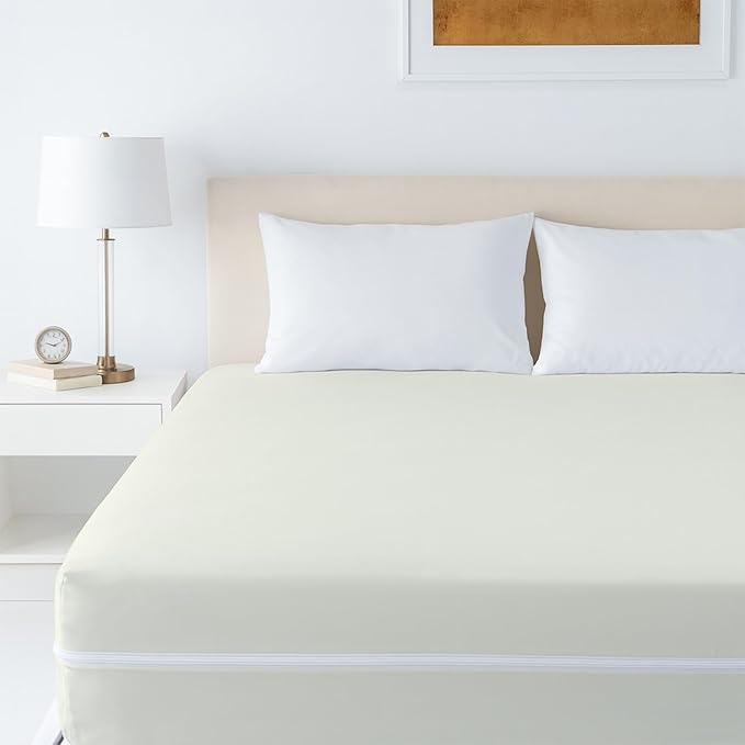 Mattress Protector Full XL Size 100% Waterproof Zippered Cover, 15 Inches Deep, Six-Sided Mattress Encasement for Bed, Zipper Closure Style (Ivory)