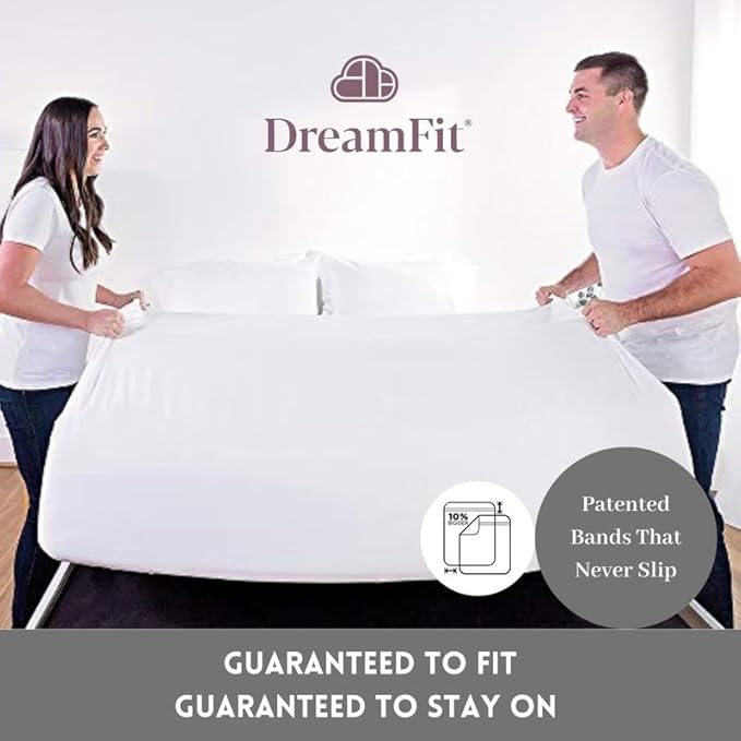 DreamFit DreamCool 100% Pima Cotton Sheets with Elastic Corner Straps 20 Inch Extra Deep Pocket Crafted in USA Bedding Guaranteed to Stay On Luxury Sheets Full Sheets Set Blue
