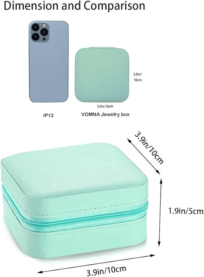 Mini Jewelry Travel Case,Small Jewelry Box,Traveling Jewelry Organizer,Portable Jewellery Storage Holder for Rings Earrings Necklace Bracelet Bangle for Girls Women(Blue - 1 pack) - Image 7