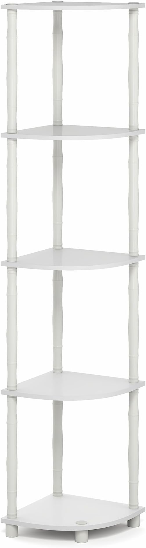 Furinno Turn-N-Tube Storage Shelves, 5-Tier Open Frame Book Shelf, Standing Corner Shelf, Toolless Open Shelves, Classic Tubes, for Organization and Storage, Living Room, Home Office, White - Image 6