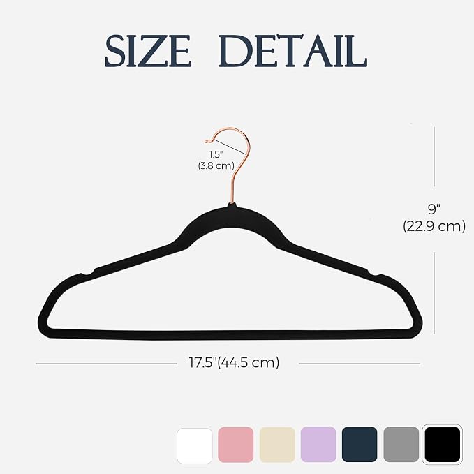 HOUSE DAY Black Velvet Hangers 60 Pack, Premium Non-Slip Felt Hangers, Sturdy Black Clothes Coat Hanger Heavy Duty, Durable Suit Hanger for Space Saving, No Marks Gold Hook - Image 7