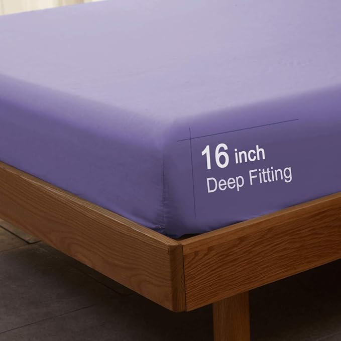 SONORO KATE Bed Sheet Set Super Soft Microfiber 1800 Thread Count Luxury Egyptian Sheets 16-Inch Deep Pocket，Wrinkle and Hypoallergenic-4 Piece (Lavender, King)