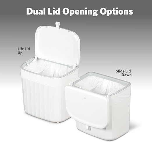Glad Roomate Under Counter Waste Bin | Space Saving Small Trash Can for Kitchen Cabinet, Bathroom or Office | Dual Lid for Ease of Opening, 7 Liter, White - Image 3