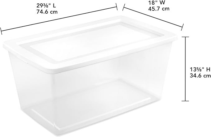 Sterilite 16 Pack Storage Box, 90 Quart Stackable Tote, Clear Plastic Container with Secure Snapping Lids for Home and Office Organization, White - Image 3