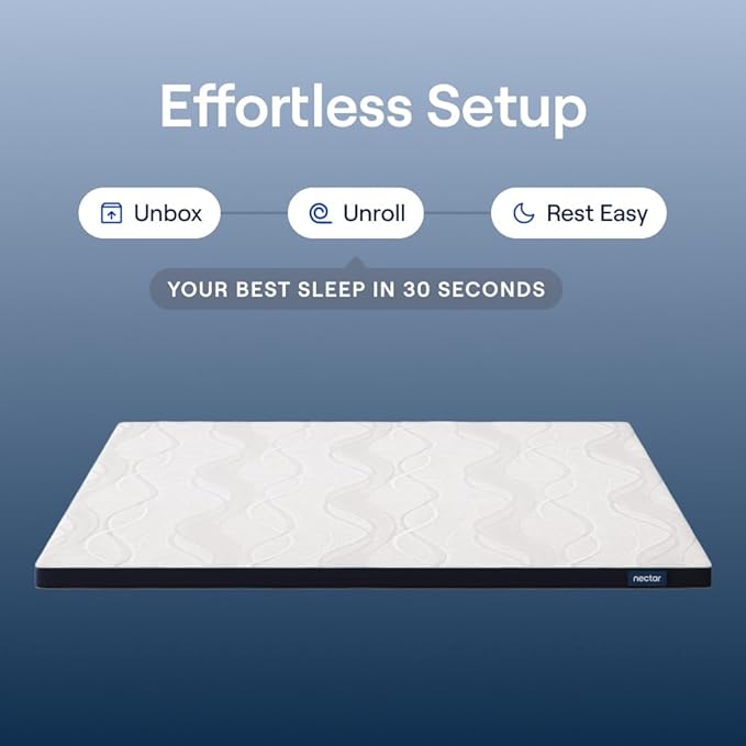 Nectar Firm Mattress Topper - Full - 2" Gel Memory Foam Mattress Topper - Breathable & Comfortable - Back Pain Relief