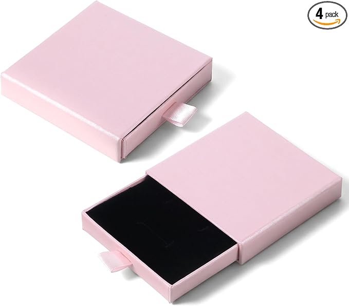 Jewellery Gift Box, 4 Pcs Ring Necklace Box Small Gift Boxes for Bracelets Earrings Necklaces Bracelet Drawer Organizer Square Pendent Storage Case for Birthday DIY Wrapping(Pink) by Unknown