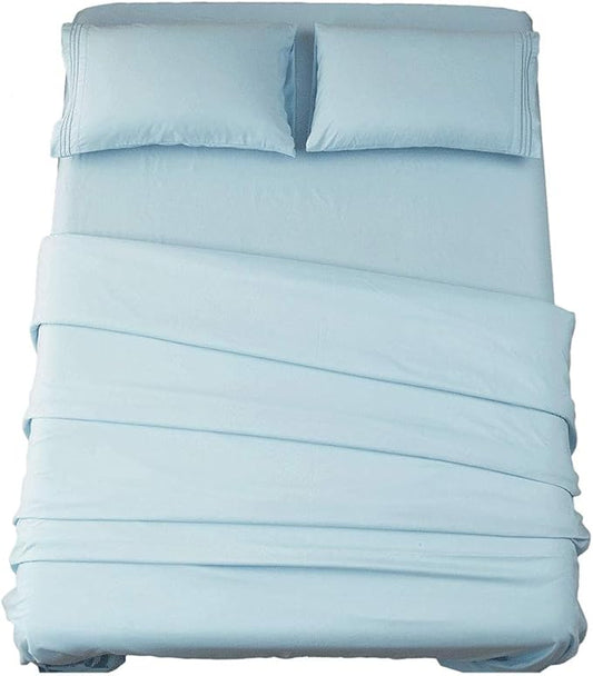SONORO KATE Bed Sheet Set Super Soft Microfiber 1800 Thread Count Luxury Egyptian Sheets 16-Inch Deep Pocket，Wrinkle and Hypoallergenic-3 Piece (Spa Blue, Twin)