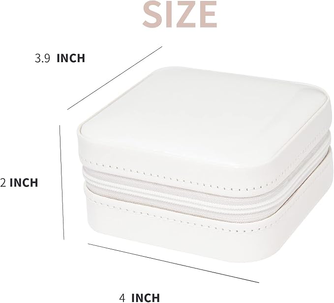 KElofoN Travel jewelry case Travel jewelry box Travel Jewelry Organizer Small Jewelry Organizer Box for Girls Women with Mirror (White-5) - Image 5