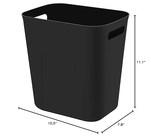 UUJOLY Plastic Small Trash Can Wastebasket, Garbage Container Basket for Bathrooms, Laundry Room, Kitchens, Offices, Kids Rooms, Dorms, 3.5 Gallon, Black - Image 7